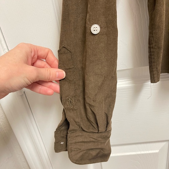 Emily Phillips Brown Corduroy Cropped Button Down - Picture 7 of 10